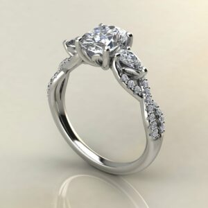 Moissanite Oval Cut 3 Stone Pear Cut Engagement Ring