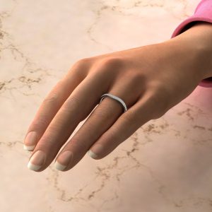 B002 0.14Ct White Gold Round Cut Wedding Band Ring (5)