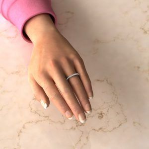 B003 White Gold 0.14Ct Round Cut Wedding Band Ring (5)