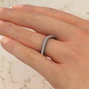 B013 White Gold 0.16Ct Round Cut Wedding Band Ring (2)