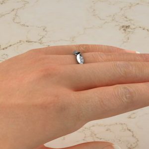 B021 White Gold 0.20Ct Twist Wedding Band Ring (3)