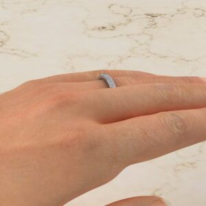 B040 White Gold 0.34Ct Micro Pave Wedding Band Ring (5)