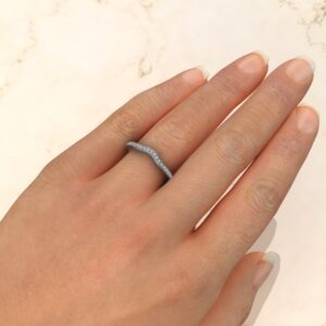 B044 White Gold 0.15Ct Round Cut Wedding Band Ring (5)