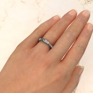 BP042 White Gold 0.15Ct Infinity Princess Cut Wedding Band Ring (5)