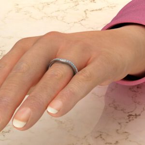 BR035 White Gold 0.17Ct Matching Floral Halo Round Cut Wedding Band Ring (5)