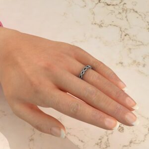 BS045 White Gold 0.07Ct Milgrain Wedding Band Ring (3)