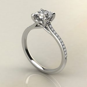 Moissanite Cushion Cut Heart Prong Engagement Ring