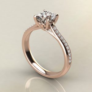 C002 Rose Gold Cushion Cut Curly Prong Engagement Ring