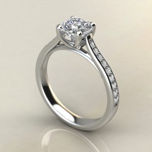 Tall Cathedral Moissanite Cushion Cut Engagement Ring
