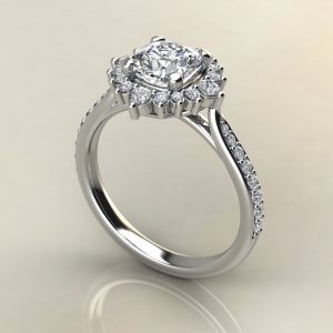 Moissanite Graduated Halo Cushion Cut Engagement Ring