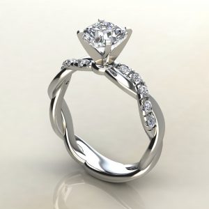 Twist Cushion Cut Moissanite Engagement Ring