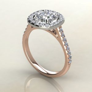 C022 Rose Gold Floating Halo Cushion Cut Engagement Ring