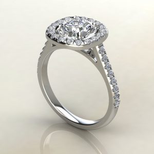 Floating Halo Cushion Cut Moissanite Engagement Ring