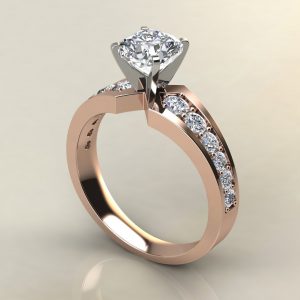 C024 Rose Gold Graduated Cushion Cut Engagement Ring