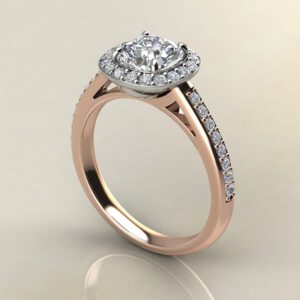 C026 Rose Gold Modern Halo Cushion Cut Engagement Ring