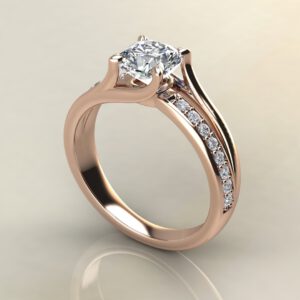 C033 Rose Gold Split & Plain Shank Cushion Cut Engagement Ring