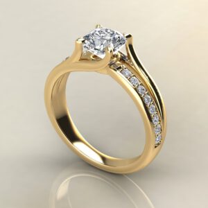 C033 Yellow Gold Split & Plain Shank Cushion Cut Engagement Ring