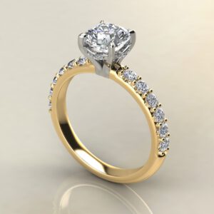 C037 Yellow Gold Hidden Halo Cushion Cut Engagement Ring