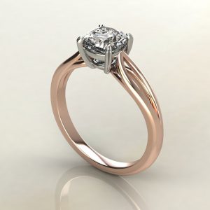 CS003 Rose Gold Double Split Shank Cushion Cut Solitaire Engagement Ring