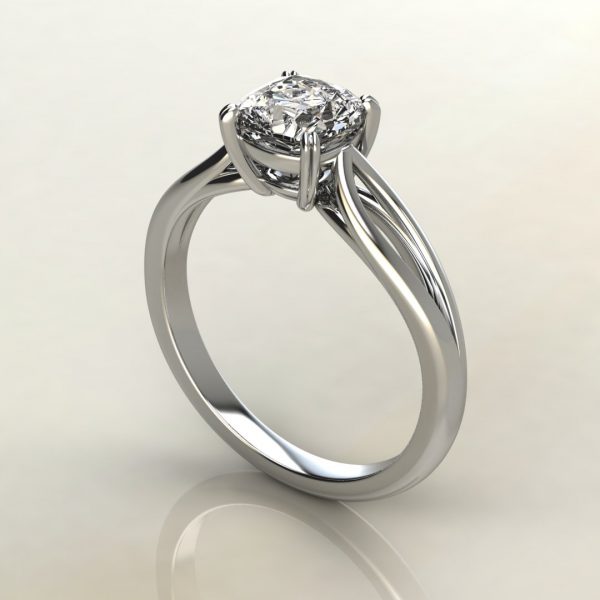 CS003 White Gold Double Split Shank Cushion Cut Solitaire Engagement Ring