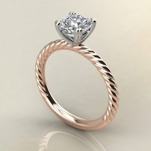 CS005 Rose Gold Twisted Cushion Cut Solitaire Engagement Ring