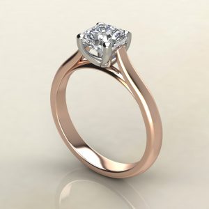 CS006 Rose Gold Tall Cathedral Cushion Cut Solitaire Engagement Ring