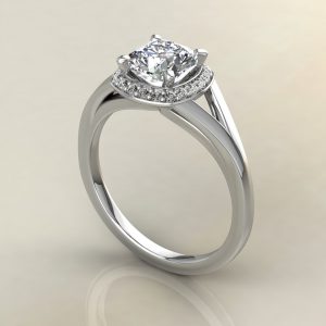 Classic Split Shank Halo Cushion Cut Moissanite Engagement Ring