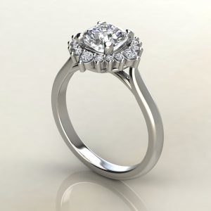 Moissanite Graduated Cathedral Halo Cushion Cut Engagement Ring