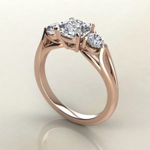 CS017 Rose Gold Split Shank 3 Stone Cushion Cut Engagement Ring