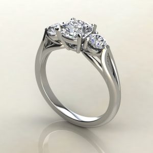 Split Shank 3 Stone Moissanite Cushion Cut Engagement Ring