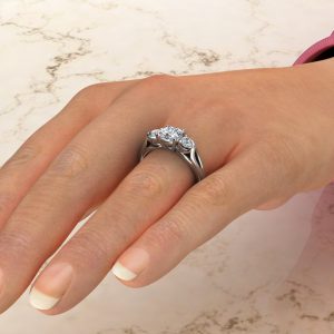CS017 White Gold Split Shank 3 Stone Cushion Cut Engagement Ring (5)