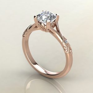 CS019 Rose Gold Vintage Cushion Cut Solitaire Engagement Ring