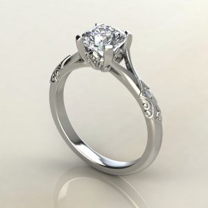Vintage Cushion Cut Moissanite Engagement Ring