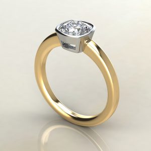 CS020 Yellow Gold Basel Cushion Cut Solitaire Engagement Ring
