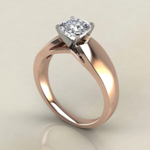 CS027 Rose Gold Wide Band Solitaire Cushion Cut Engagement Ring
