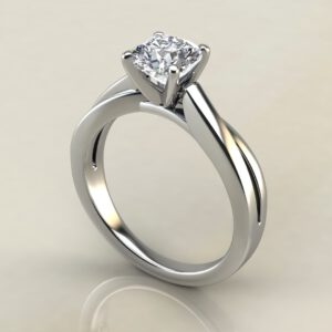 Split Twist Solitaire Cushion Cut Moissanite Engagement Ring