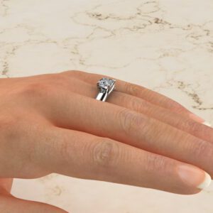 CS033 White Gold Split Shank Solitaire Cushion Cut Engagement Ring (5)