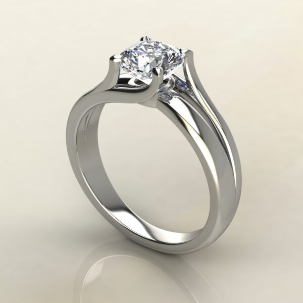 CS033 White Gold Split Shank Solitaire Cushion Cut Engagement Ring