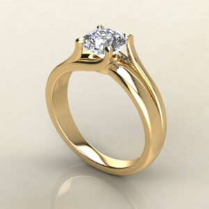 CS033 Yellow Gold Split Shank Solitaire Cushion Cut Engagement Ring