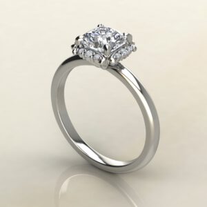 Floral Halo Cushion Cut Solitaire Moissanite Engagement Ring