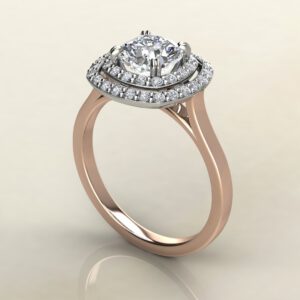 CS038 Rose Gold Double Halo Floating Cushion Cut Engagement Ring