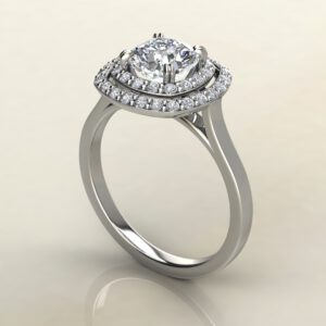 Double Halo Floating Cushion Cut Moissanite Engagement Ring