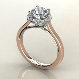 CS041 Rose & White Gold Two-Tone Halo Cushion Cut Engagement Ring