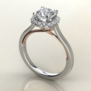 Two-Tone Halo Cushion Cut Moissanite Engagement Ring