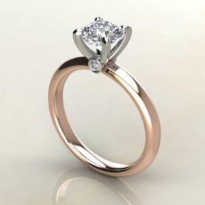 CS044 Rose Gold Peekaboo Solitaire Cushion Cut Engagement Ring