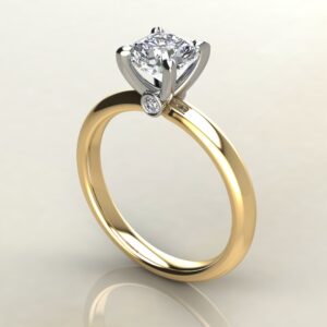 CS044 Yellow Gold Peekaboo Solitaire Cushion Cut Engagement Ring