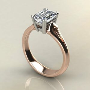E101 Rose Gold Emerald Cut Princess Channel Set Engagement Ring