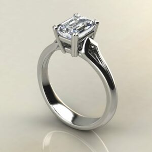 Moissanite Emerald Cut Split Cathedral Solitaire Engagement Ring