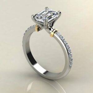 Moissanite Emerald Cut Two Tone Engagement Ring