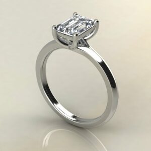Moissanite Emerald Cut Cross Prong Solitaire Engagement Ring